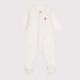 bodyjama velours, geborduurd hartje - PETIT BATEAU - 1 mnd.